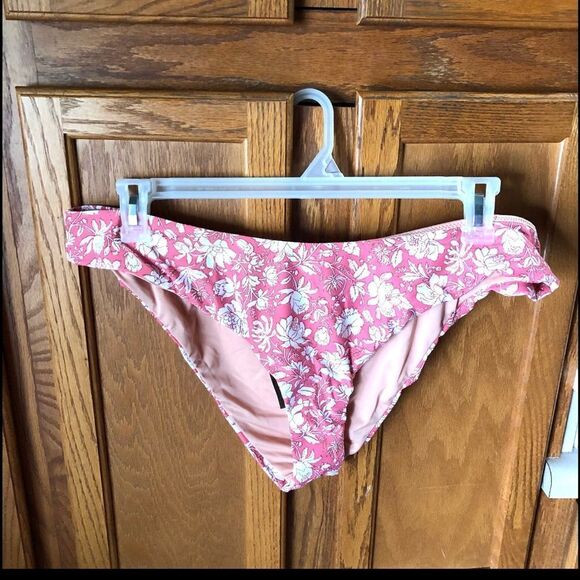 J Crew Pink Floral Tossed Curved Waist Cheeky Bikini Bottom - XXL - Picture 4 of 7